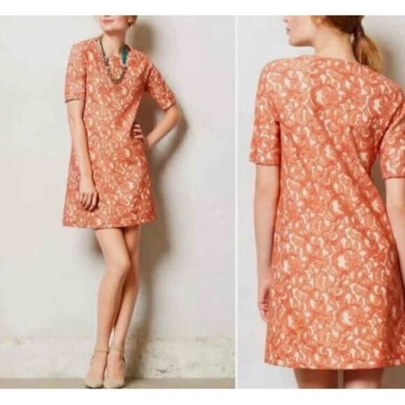 Paul and Joe Sister Anthropologie Womens Medium Apricot Orange Lace Shift Sixte